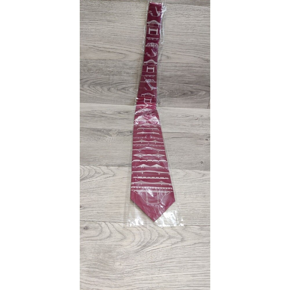 Modjeski and Masters Bridge Tie Men Burgundy Civil Engineering Novelty NIP